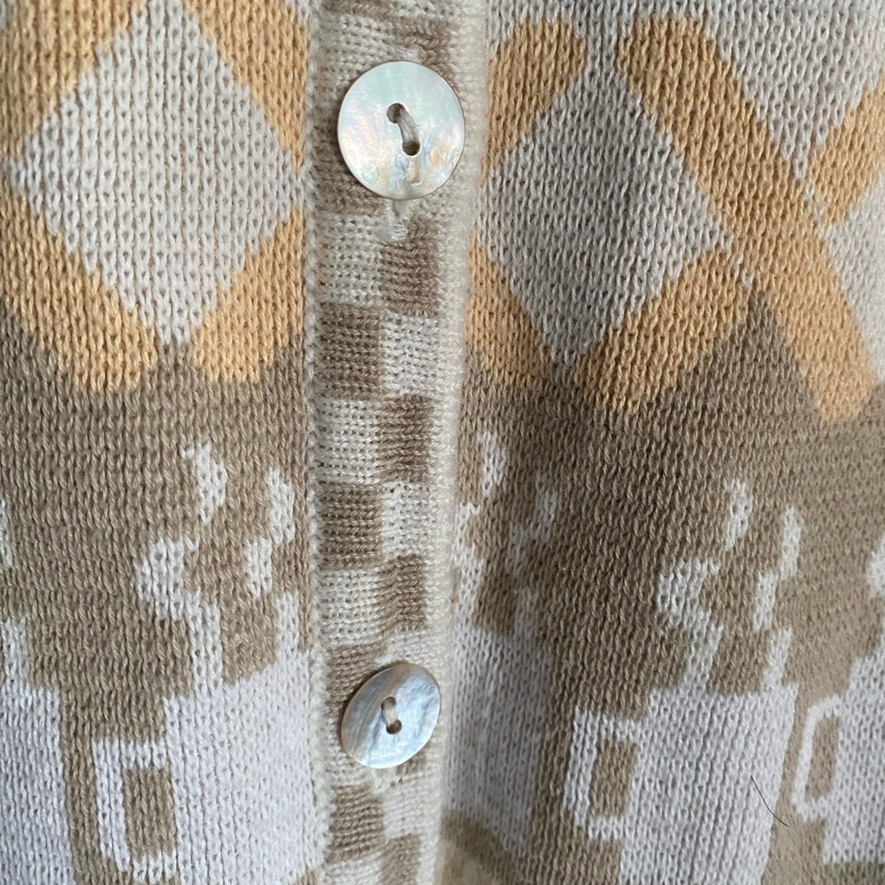 Vintage Eagles Eye Mocha Cappuccino Coffee Cup Novelty Knit Button-Up Sweater S - Picture 8 of 13
